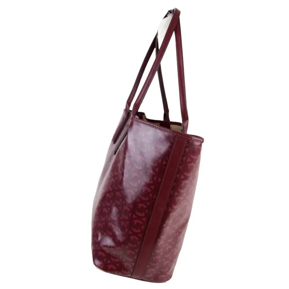 Large Michael Kors BURGUNDY COATED CANVAS LOGO SHOULDER BAG TOTE HANDBAG PURSE